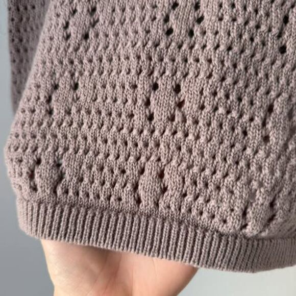 T Tahari Brown Knit Collared Blouse Size Medium - Picture 4 of 5